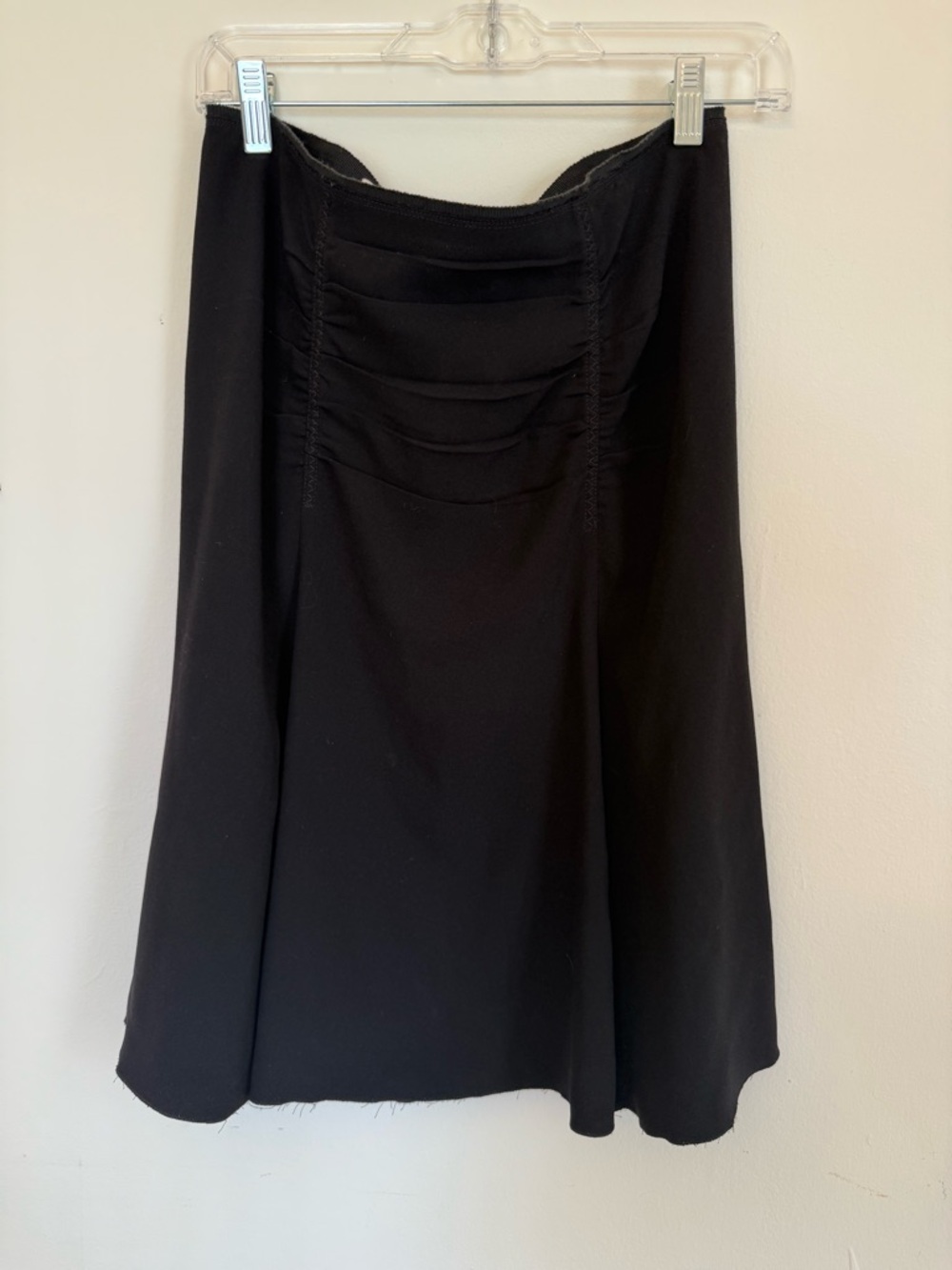 Prada Black A-Line Skirt with Gathered Front Detail Y2K